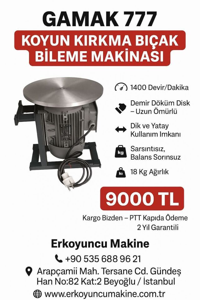 KOYUN KIRKMA BIÇAK BİLEME MAKİNASI ÇELİK DİSKLİ BÜYÜK MOTORLU